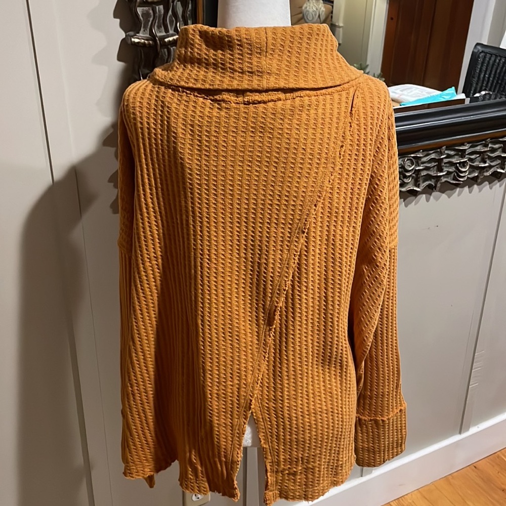 Free People Canyon Moon Waffle Mustard Oversized Surplice Back Top S/M/L/XL NWT - Picture 11 of 16